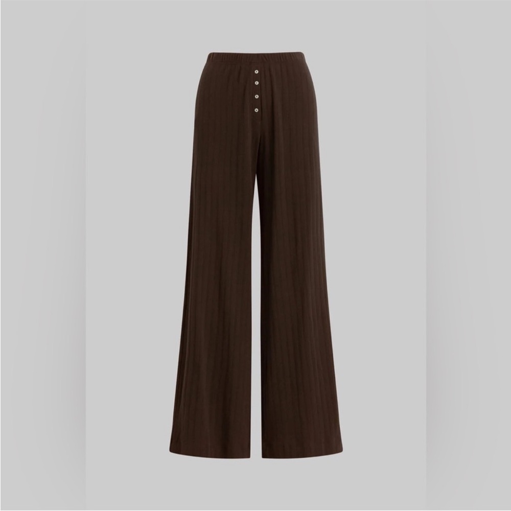 LESET Brown Pointelle Burnout Pant XS
